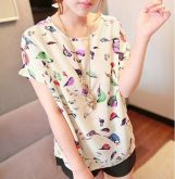 BLUSA ESTAMPADA DE PASSAROS